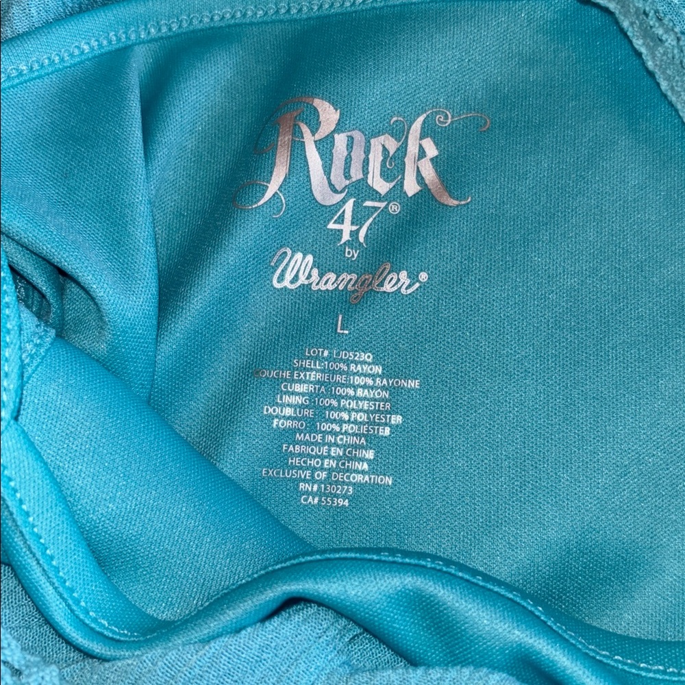 Wrangler Rock 47 Teal V-Neck Guaze Tunic Dress large. EUC - Picture 5 of 8
